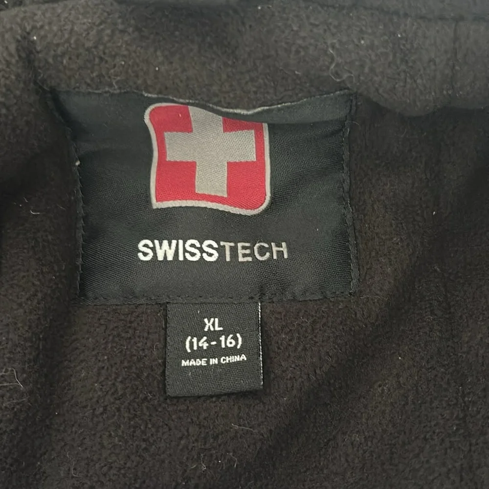 Swiss Tech Kids Winter Coat Black and Blue Abstract Design Zip Out Liner‎ Unisex